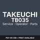 Takeuchi TB035 Compact Excavator Parts Catalog Manual
