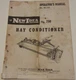 NEW IDEA No. 750 Hay Conditioner Owner, Operators and Parts Manual
