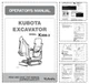 Kubota K008-3 Mini Excavator Operators Manual PDF