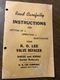 1960s Instruction Book for K O LEE Valve Refacers K403C & K500C Series