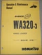 KOMATSU WA320-3 WHEEL LOADER OPERATION & MAINTENANCE BOOK MANUAL A31001-UP
