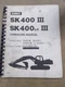 Kobelco SK400 III & SK40LC III Excavator Operators Manual