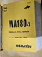 KOMATSU Model WA180-3 PTC,  Parts Book   S/N A85001-up