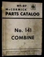 McCORMICK INTERNATIONAL HARVESTER PARTS CATALOG No. 141 COMBINE HT-27 Vintage