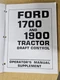 FORD 1700 & 1900 Tractor Draft Control, Operator's Manual Supplement   Reprinted