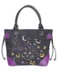 Lost Queen Halloween Witch Cat Moon Jack-O-Lantern Handbag Tote BG34319-BLK