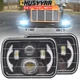 2PC 55W 7x6" LED Headlight Halo For International Harvester 4700 4900 8100 9900