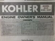 Kohler K241 K301 K321 10 12 14 hp Gasoline Engine Owner Manual Garden Lawn Mower