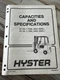 HYSTER FORKLIFT Capacity Specification Book MANUAL S-25/30/35-XL H-25/30/35-XL