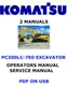 Komatsu PC300LC-7E0 Hydraulic Excavator Owners Service Shop Operators Manual PDF