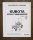 Z122E Z121S Z125E Z125 Zero Turn Mower Operator Instru MAINT Manual Kubota - 