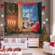 New Winter Window Santa Claus Themed Backdrop Photography Background Decoration