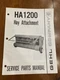 Unsealed Gehl HA1200 Hay Attachment Parts Manual Form No. 903394  @B4