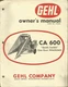 GEHL BROS. QUICK-SWITCH 1 ROW ATTACHMENT CA 600 Form 045686 Owner's Manual