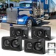 For Kenworth W900L for Peterbilt 379 LED Headlights 4x6" HIGH/LO Beam 4PCS Lamps