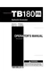 New Takeuchi TB180 FR Excavator Operator's Owner's Manual AL5E000
