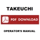TAKEUCHI TB138FR Excavator Maintenance Use Manual Operator Instruction Booklet