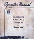 McCormick Farmall Super A AV Tractor Operators Manual IH 1950s Parts Lubrication
