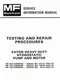 Massey Ferguson MF-550 750 760 Combine Eaton Pump Motor Test Service Manual