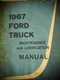 1967 Ford Truck P-100 5000 500-1000 F150 To F350 Maintenance Lubrication Manual