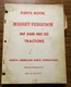 Massey Ferguson & Harris MF MH 50 Tractor Part Catalog Manual Book 1966 Original