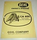 Gehl CA 600 One Row Attachment Operators Owners Manual ORIGINAL! 3/69 corn head