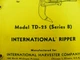 IH INTERNATIONAL TD25 B RIPPER PARTS AND INSTRUCTION MANUAL