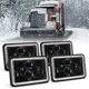 4PCS 4x6" LED Headlights Hi/Lo DRL For Kenworth T800 W900 Peterbilt 357 379 378