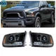 For 2009-2013 2014 2015 2016 2017 2018 Dodge Ram 1500-3500 Black Headlight w/DRL
