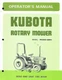 KUBOTA ROTARY MOWER OPERATORS MANUAL FOR MODEL RC60-92H